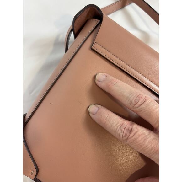 Manu Atelier Leather Crossbody Bag Tan Leather Box Shape Shoulder - Picture 13 of 15